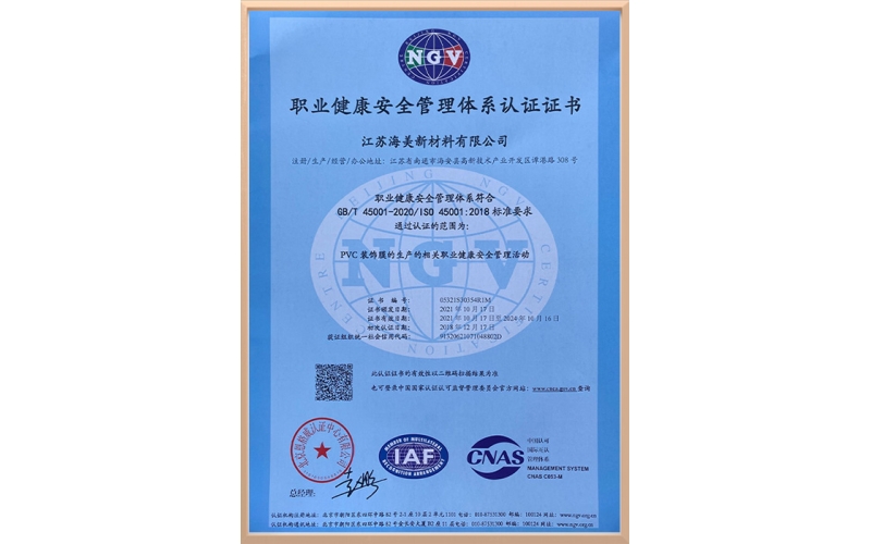 2021职业健康体系